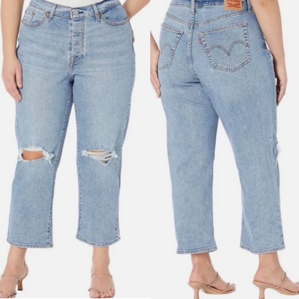 Levi's‎ Premium Wedgie Straight Fit Jeans Light Wash Plus Size 20W Classic Retro